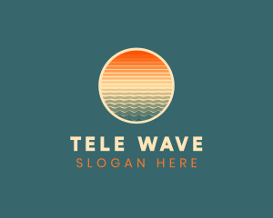 Retro Sun Wave  logo design