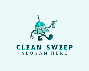 Spray Cleaning Broom logo design