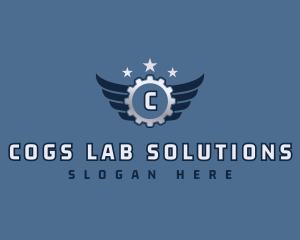 Industrial Cog Wings logo design