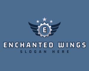 Industrial Cog Wings logo design