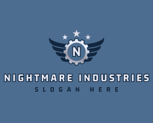 Industrial Cog Wings logo design