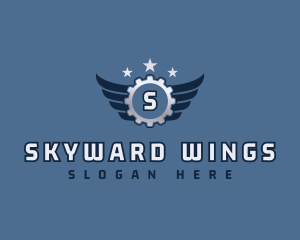 Industrial Cog Wings logo design