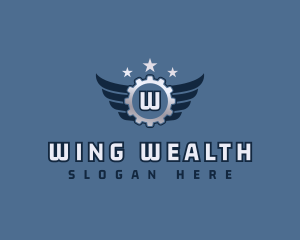 Industrial Cog Wings logo design