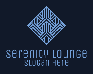 Blue Geometric Tile Hotel logo design