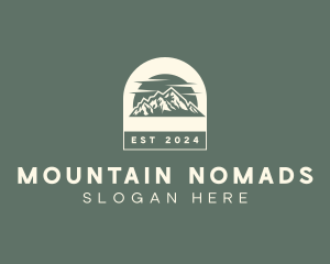 Hipster Mountain Sunset logo design