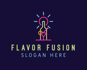 Neon Cocktail Glass Bottle logo