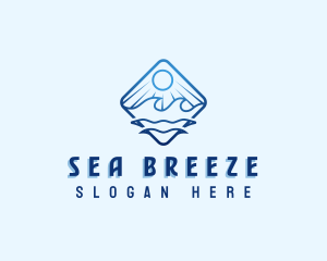 Beach Wave Sun logo design