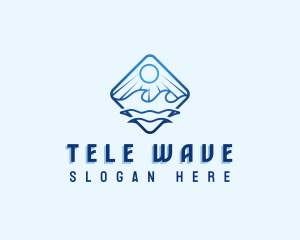 Beach Wave Sun logo design