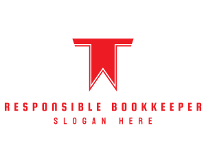 Bookmark Library Letter T logo