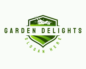 Lawn Mower Shield logo design