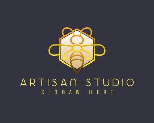 Elegant Hexagon Luxury Bee logo design