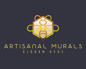 Elegant Hexagon Luxury Bee logo design