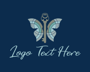 Key - Butterfly Insect Key logo design