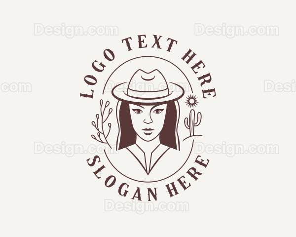 Woman Cowgirl Saloon Logo