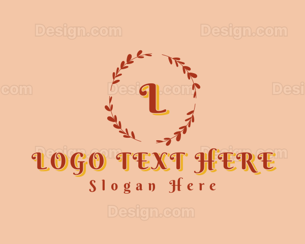 Retro Floral Beauty Wreath Logo