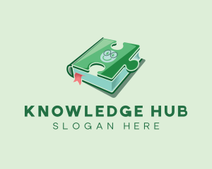 Puzzle Book Knowledge logo design