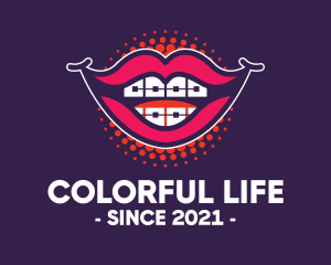 Happy Smile Braces Lips logo design