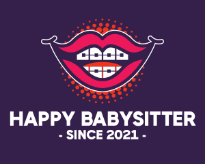 Happy Smile Braces Lips logo design