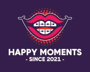 Happy Smile Braces Lips logo design