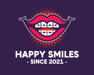 Happy Smile Braces Lips logo design