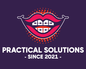 Happy Smile Braces Lips logo design