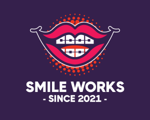 Happy Smile Braces Lips logo design