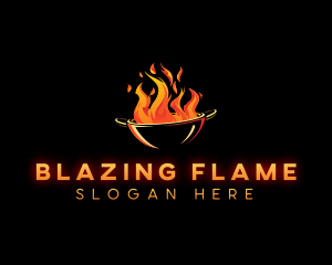 Flaming Wok Cooking logo design