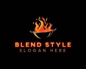 Flaming Wok Cooking logo design