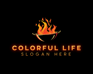 Flaming Wok Cooking logo design