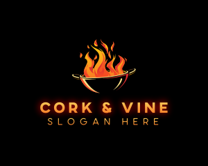 Flaming Wok Cooking logo design