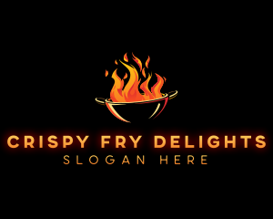 Flaming Wok Cooking logo design