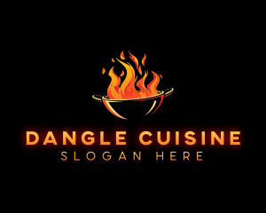 Flaming Wok Cooking logo design