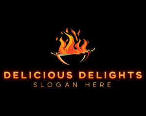 Flaming Wok Cooking logo design