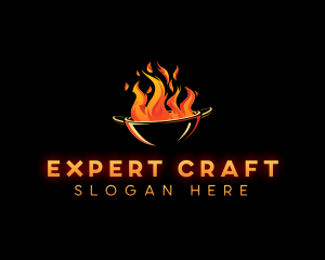 Flaming Wok Cooking logo design