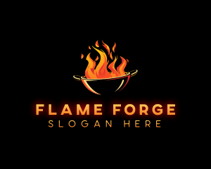 Flaming Wok Cooking logo design