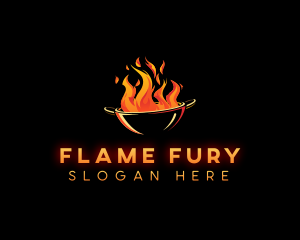 Flaming Wok Cooking logo design