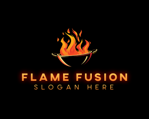 Flaming Wok Cooking logo design