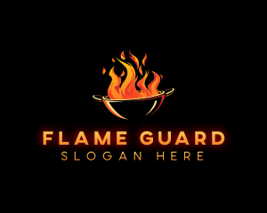 Flaming Wok Cooking logo design