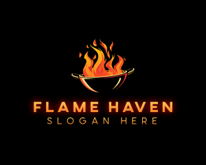 Flaming Wok Cooking logo design