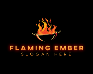 Flaming Wok Cooking logo design