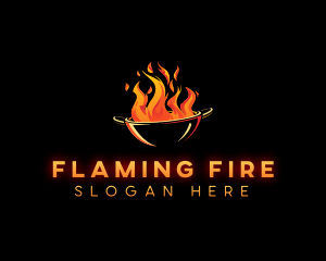 Flaming Wok Cooking logo design