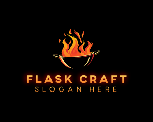 Flaming Wok Cooking logo design