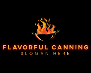 Flaming Wok Cooking logo design