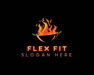 Flaming Wok Cooking logo design