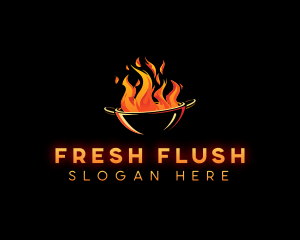 Flaming Wok Cooking logo design