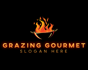 Flaming Wok Cooking logo design