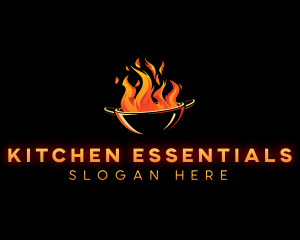 Flaming Wok Cooking logo design