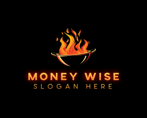 Flaming Wok Cooking logo design