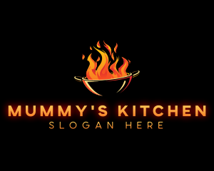 Flaming Wok Cooking logo design