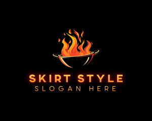 Flaming Wok Cooking logo design